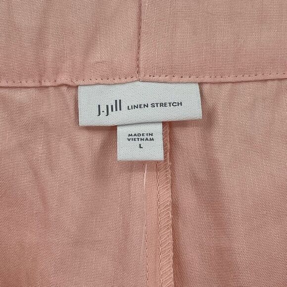 J. Jill Linen Stretch Pull On Elastic Waist Cropped Pants Women Large Pearl Pink - Picture 4 of 7